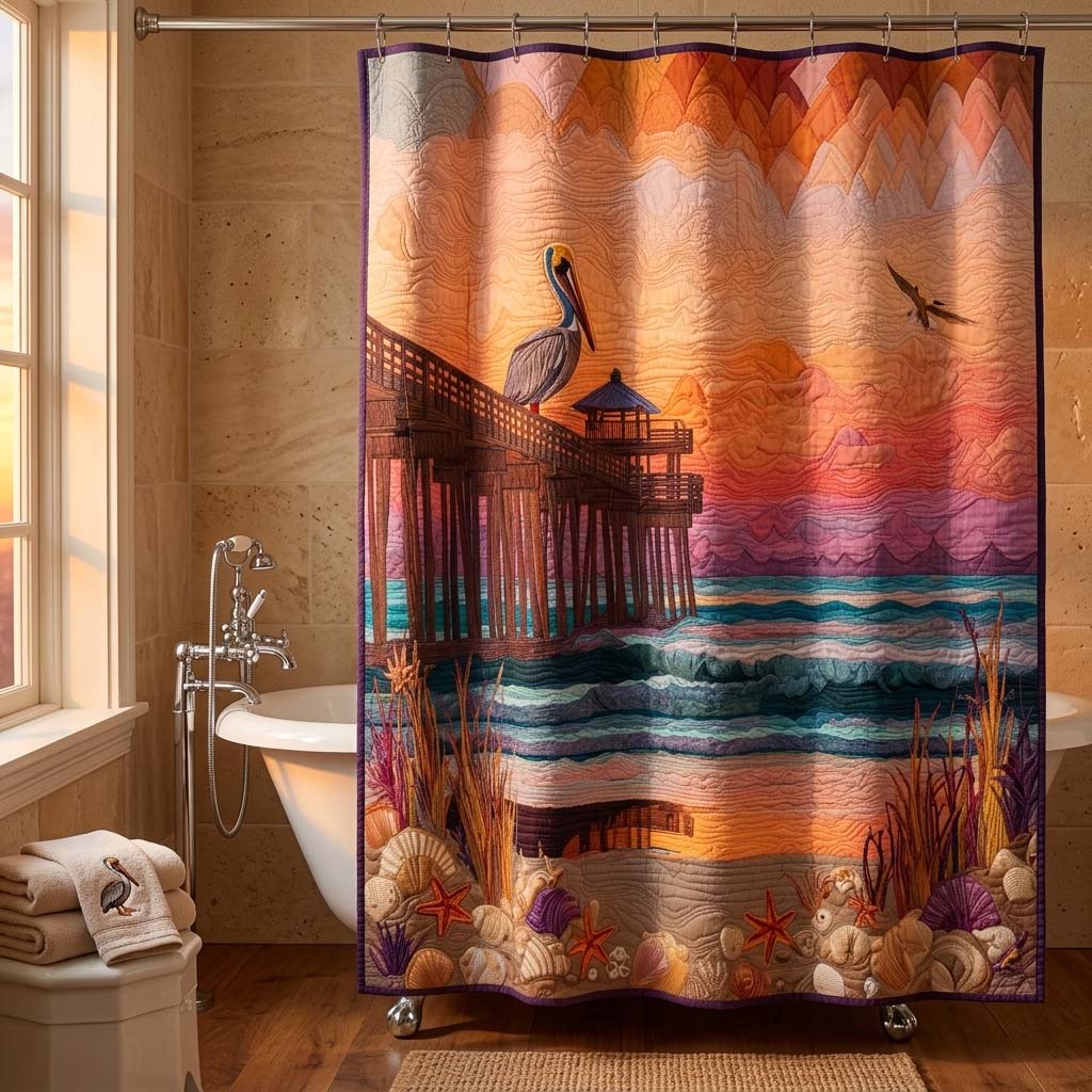 Sunset Pier Shower Curtain GFTOQM3359