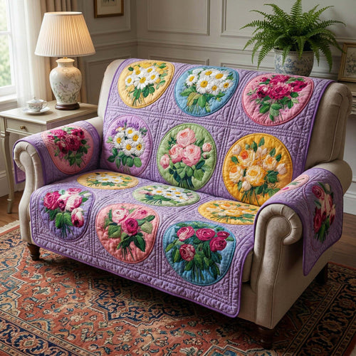 Circle Bouquet Quilted Sofa Cover GFTOQM3390