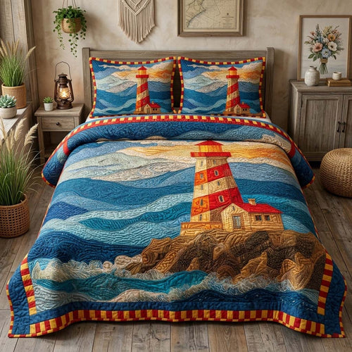 Scarlet Beacon 3-Piece Quilted Bedding Set GFTOQM3392