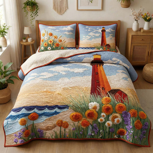Floral Beacon 3-Piece Quilted Bedding Set GFTOQM3393