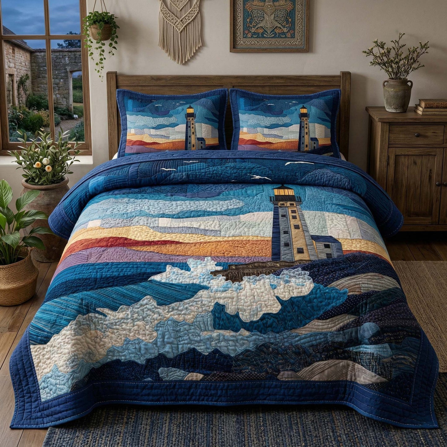 Sunset Beacon 3-Piece Quilted Bedding Set GFTOQM3397