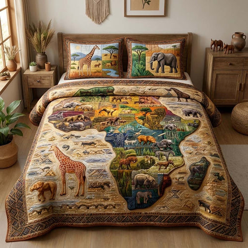 Safari Mosaic 3-Piece Quilted Bedding Set GFTOQM3399