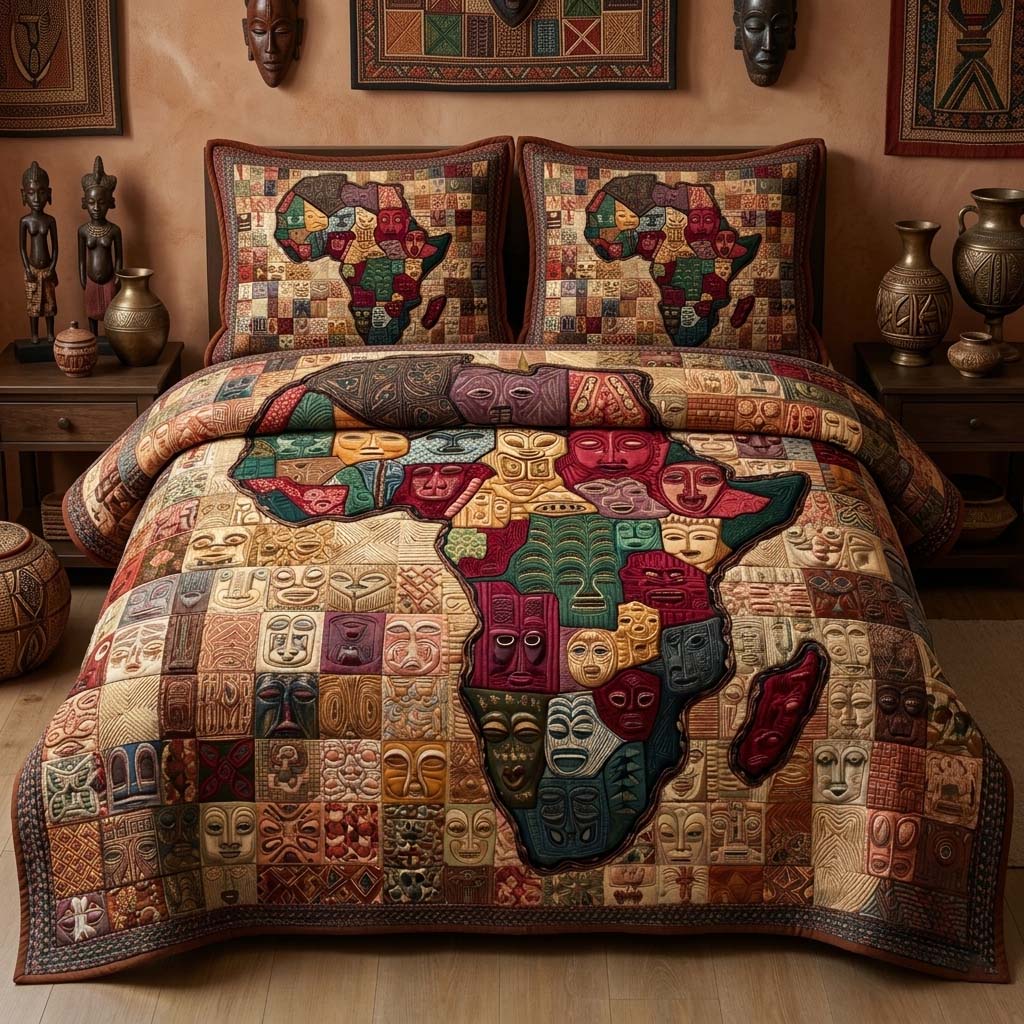 Tribal Mosaic 3-Piece Quilted Bedding Set GFTOQM3400