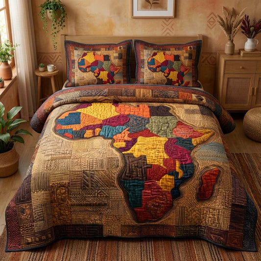 Patchwork Africa 3-Piece Quilted Bedding Set GFTOQM3401
