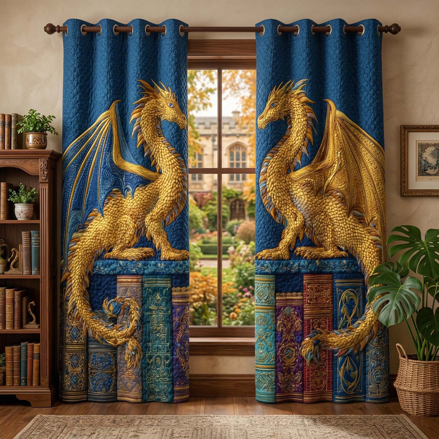 Golden Sapphire Quilted Curtains GFTOQM3419