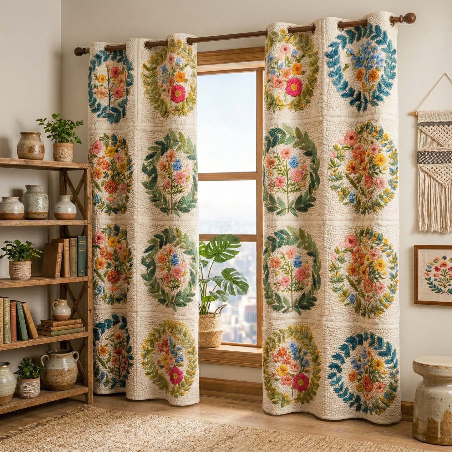 Wreath Garden Quilted Curtains GFTOQM3455