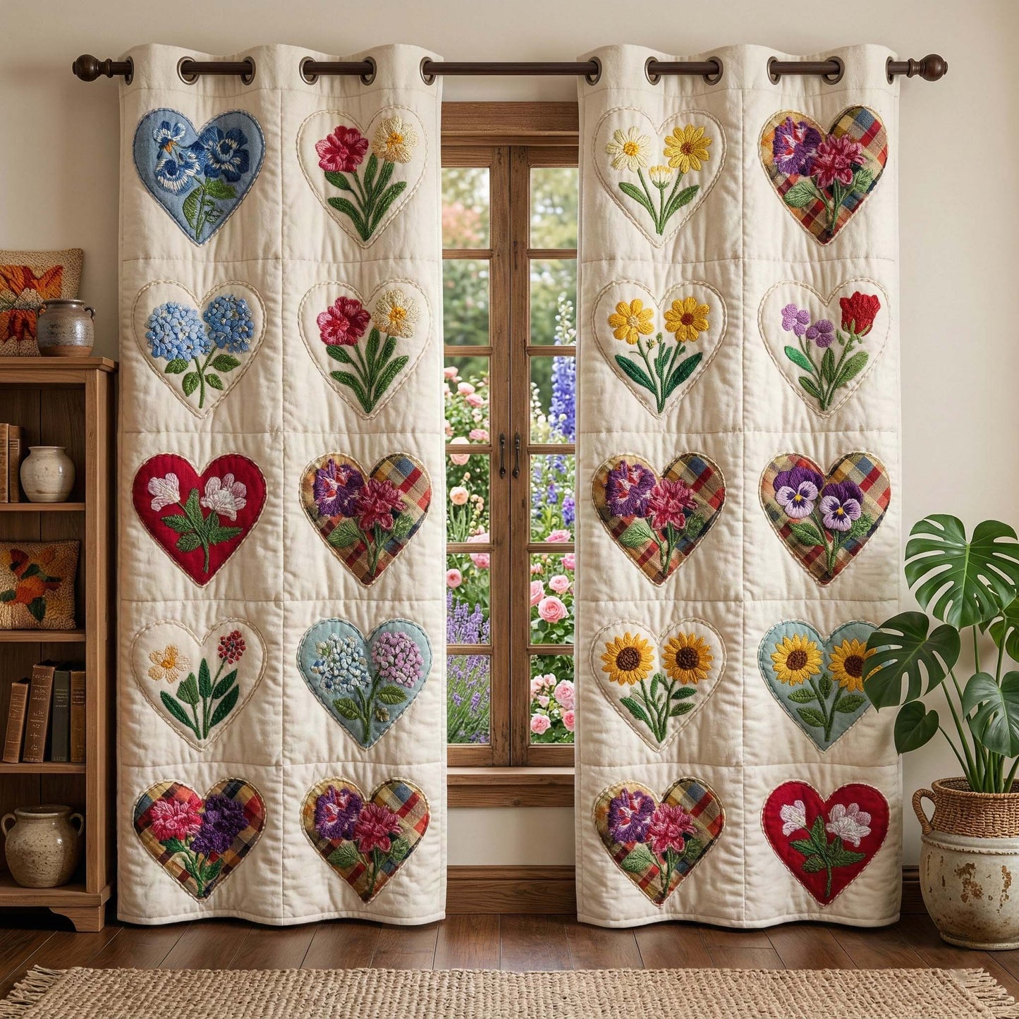 Patchwork Hearts Quilted Curtains GFTOQM3456