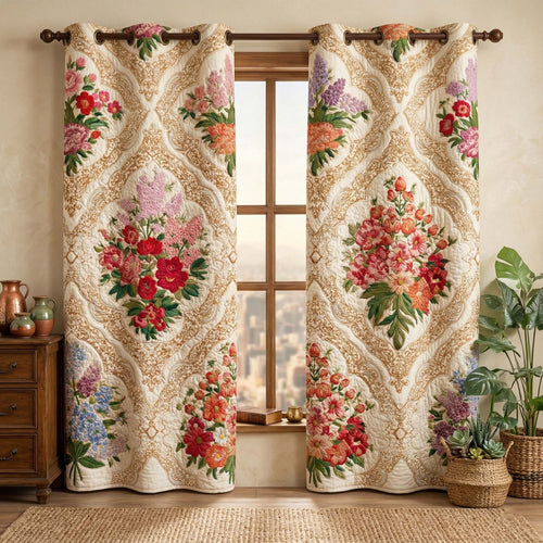 Baroque Blossoms Quilted Curtains GFTOQM3459