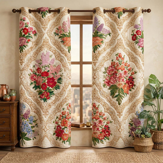 Baroque Blossoms Quilted Curtains GFTOQM3459