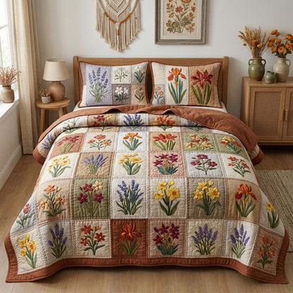 Wildflower Patchwork 3-Piece Quilted Bedding Set GFTOQM3472