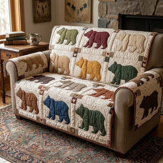 Patchwork Bears Quilted Sofa Cover GFTOQM3479