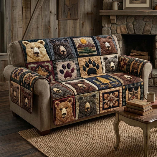 Bear Mosaic Quilted Sofa Cover GFTOQM3481