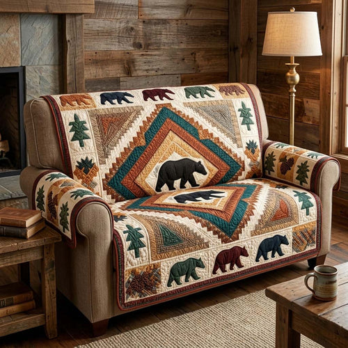 Geometric Bear Quilted Sofa Cover GFTOQM3483