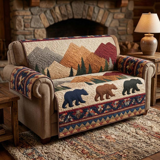 Mountain Bears Quilted Sofa Cover GFTOQM3484
