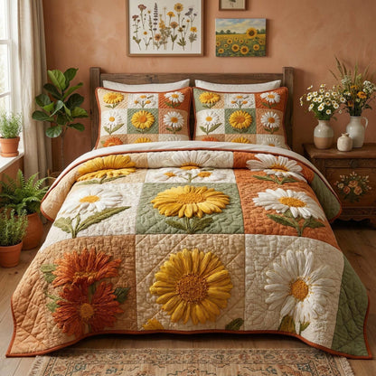 Floral Bridge 3-Piece Quilted Bedding Set GFTOQM3499