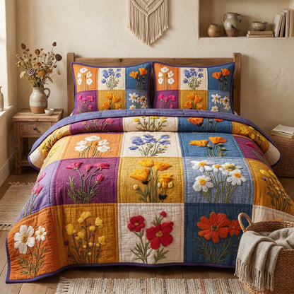 Blossom Grace 3-Piece Quilted Bedding Set GFTOQM3501