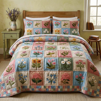 Blossom Grace 3-Piece Quilted Bedding Set GFTOQM3502