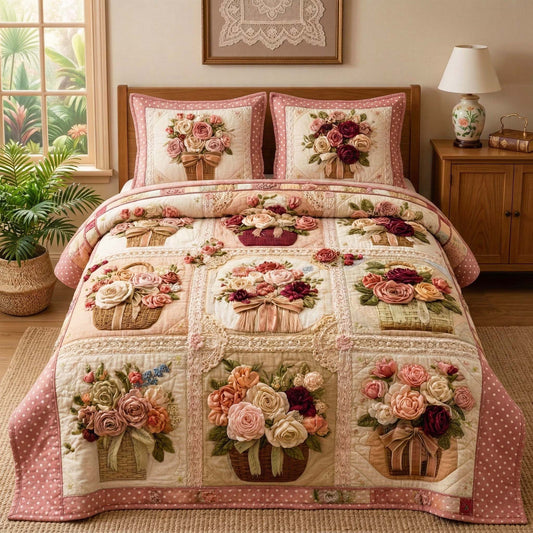 Blossom Grace 3-Piece Quilted Bedding Set GFTOQM3503