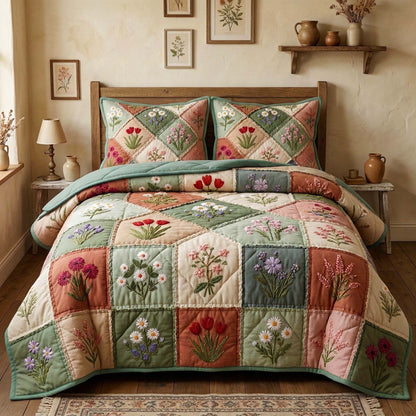 Blossom Grace 3-Piece Quilted Bedding Set GFTOQM3504
