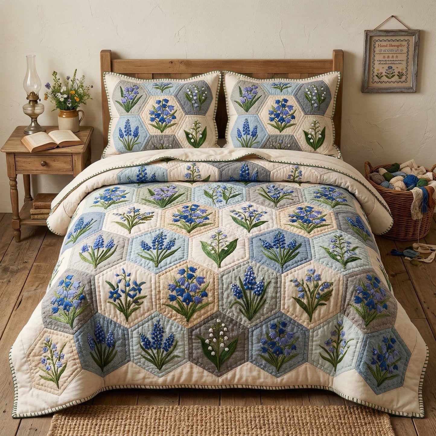 Blossom Grace 3-Piece Quilted Bedding Set GFTOQM3505