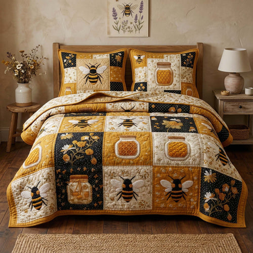 Honey Jar 3-Piece Quilted Bedding Set GFTOQM3510
