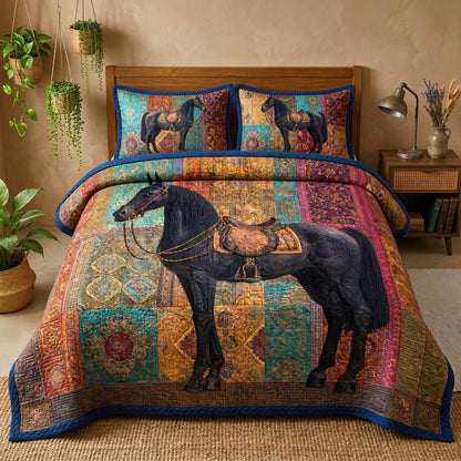 Midnight Stallion 3-Piece Quilted Bedding Set GFTOQM3539