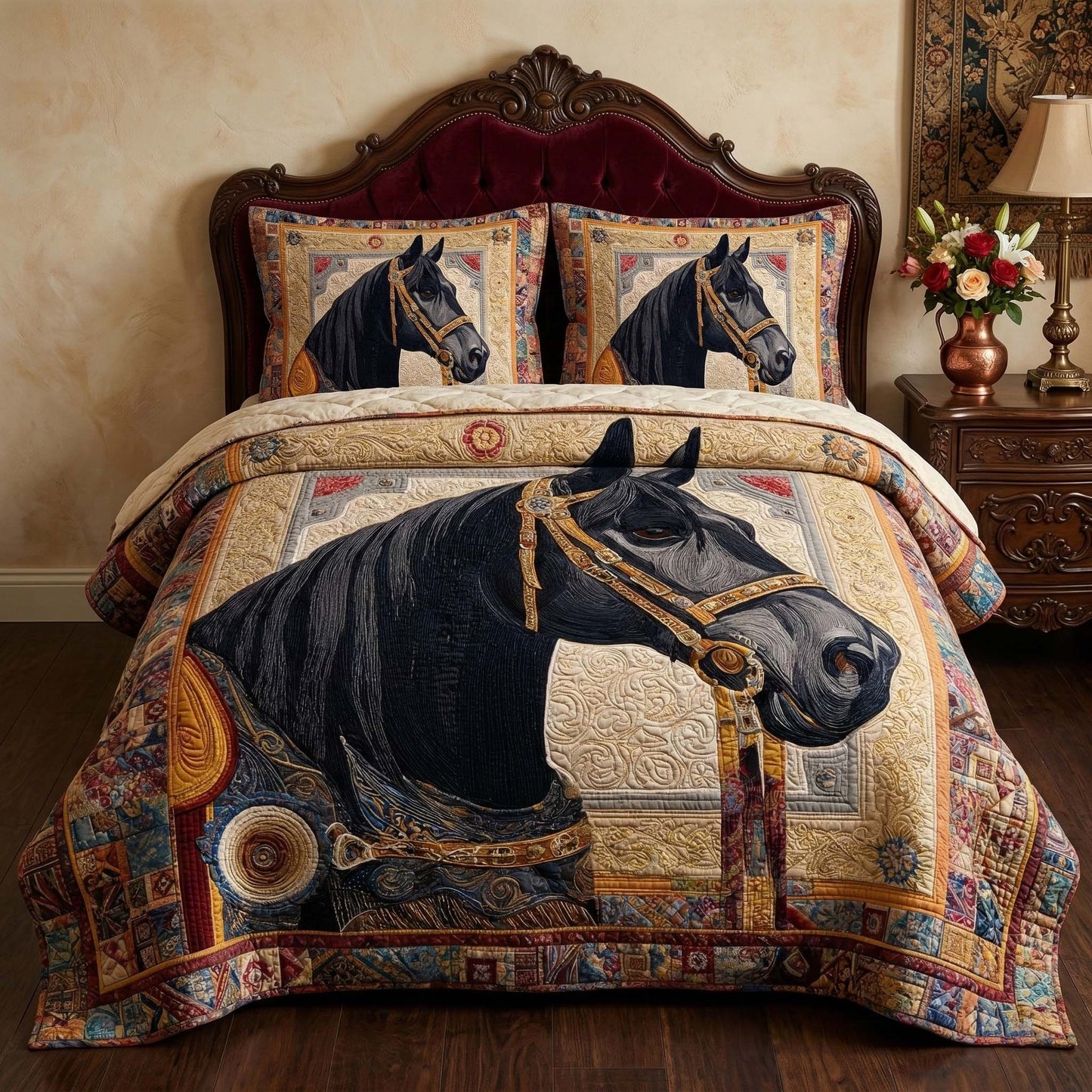 Royal Stallion 3-Piece Quilted Bedding Set GFTOQM3542