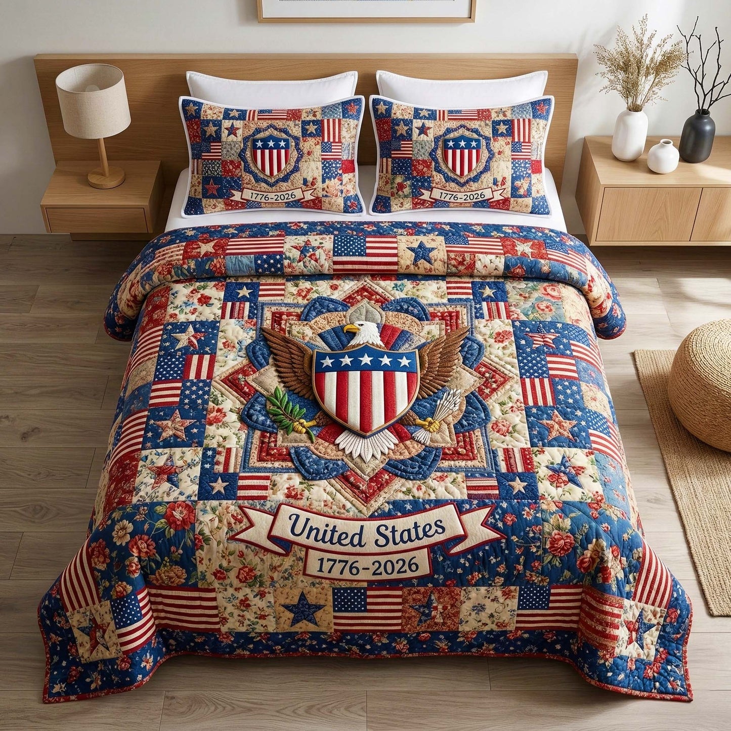 Liberty Eagle 3-Piece Quilted Bedding Set GFTOQM3545