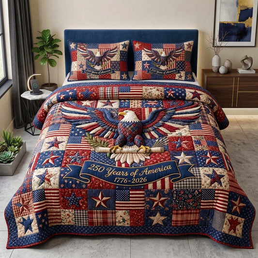 Patriot Eagle 3-Piece Quilted Bedding Set GFTOQM3548