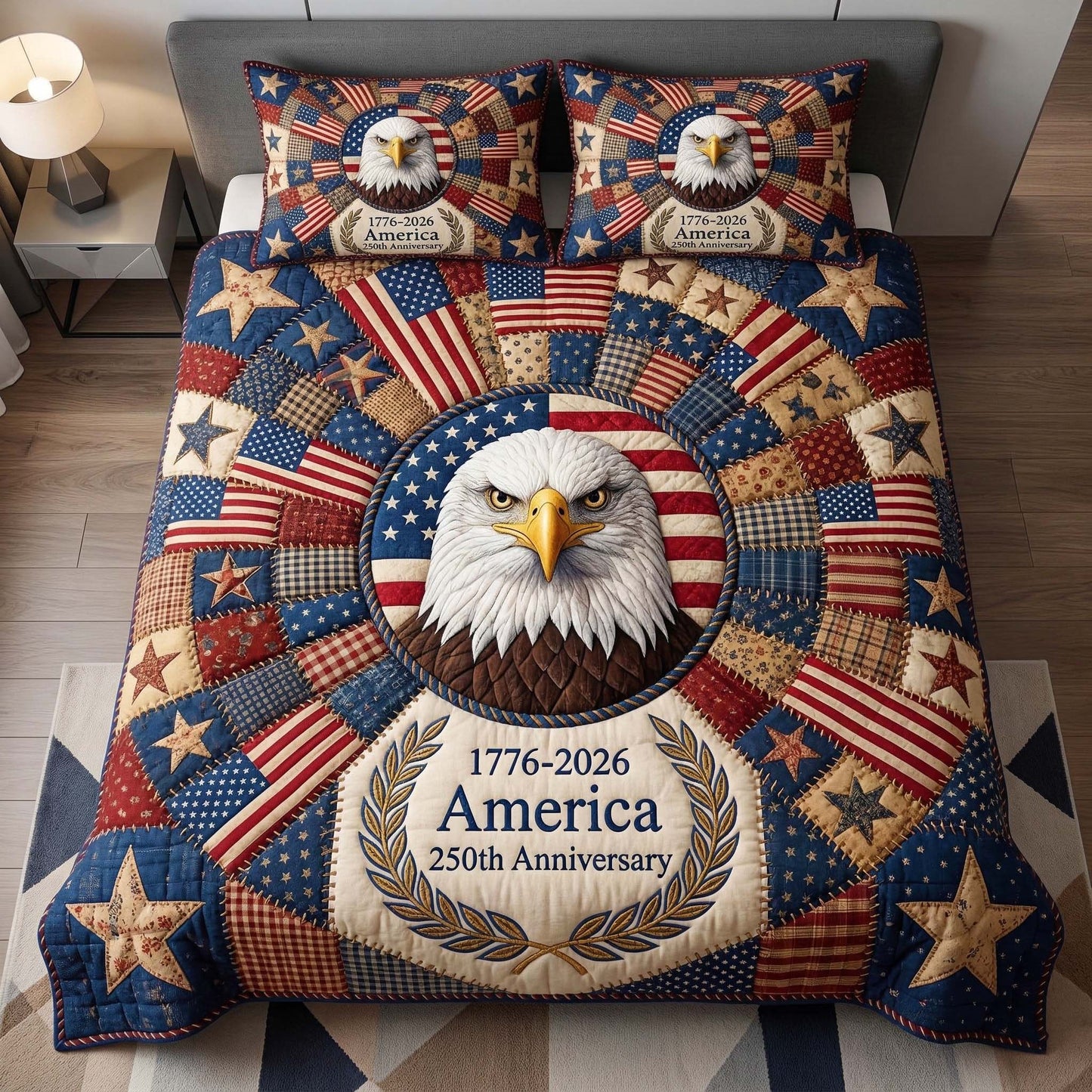 Liberty Eagle 3-Piece Quilted Bedding Set GFTOQM3549