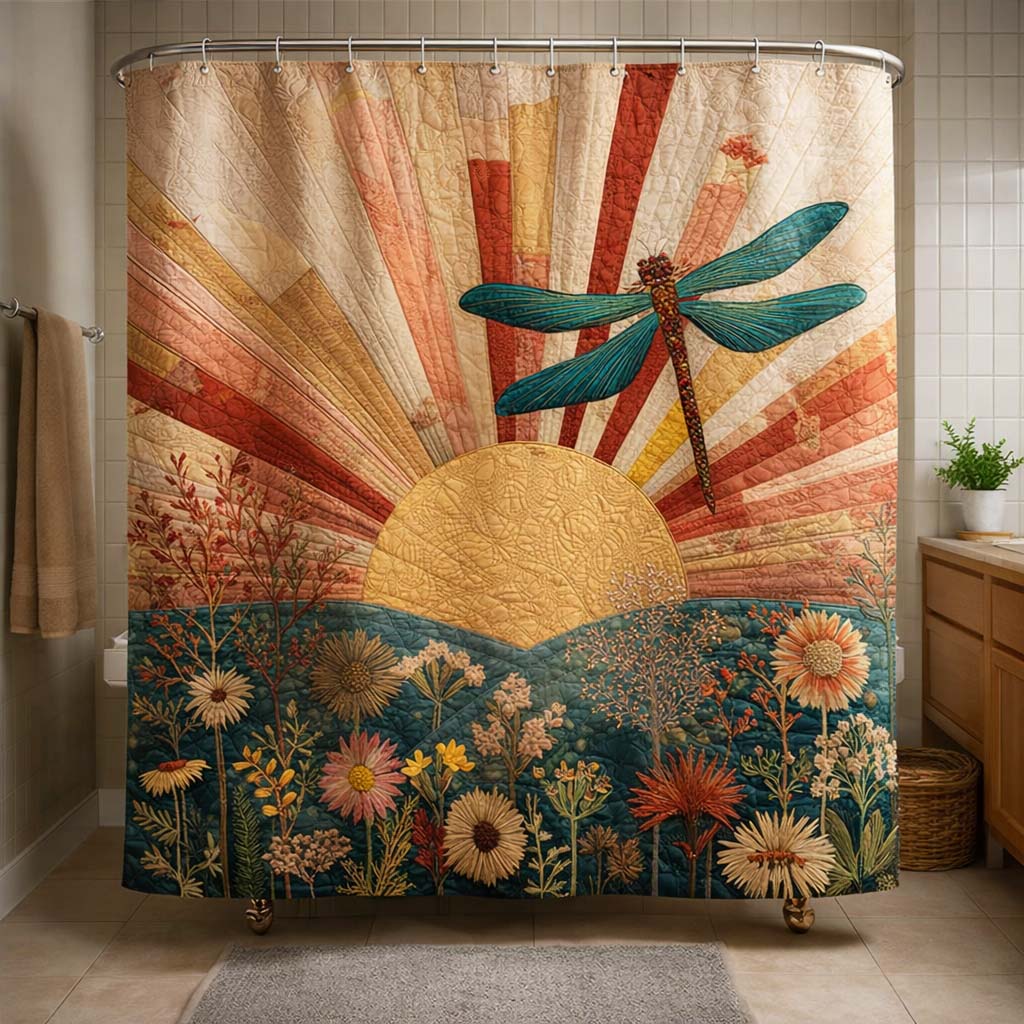 Golden Sun Dragonfly Shower Curtain GFTOQM3557