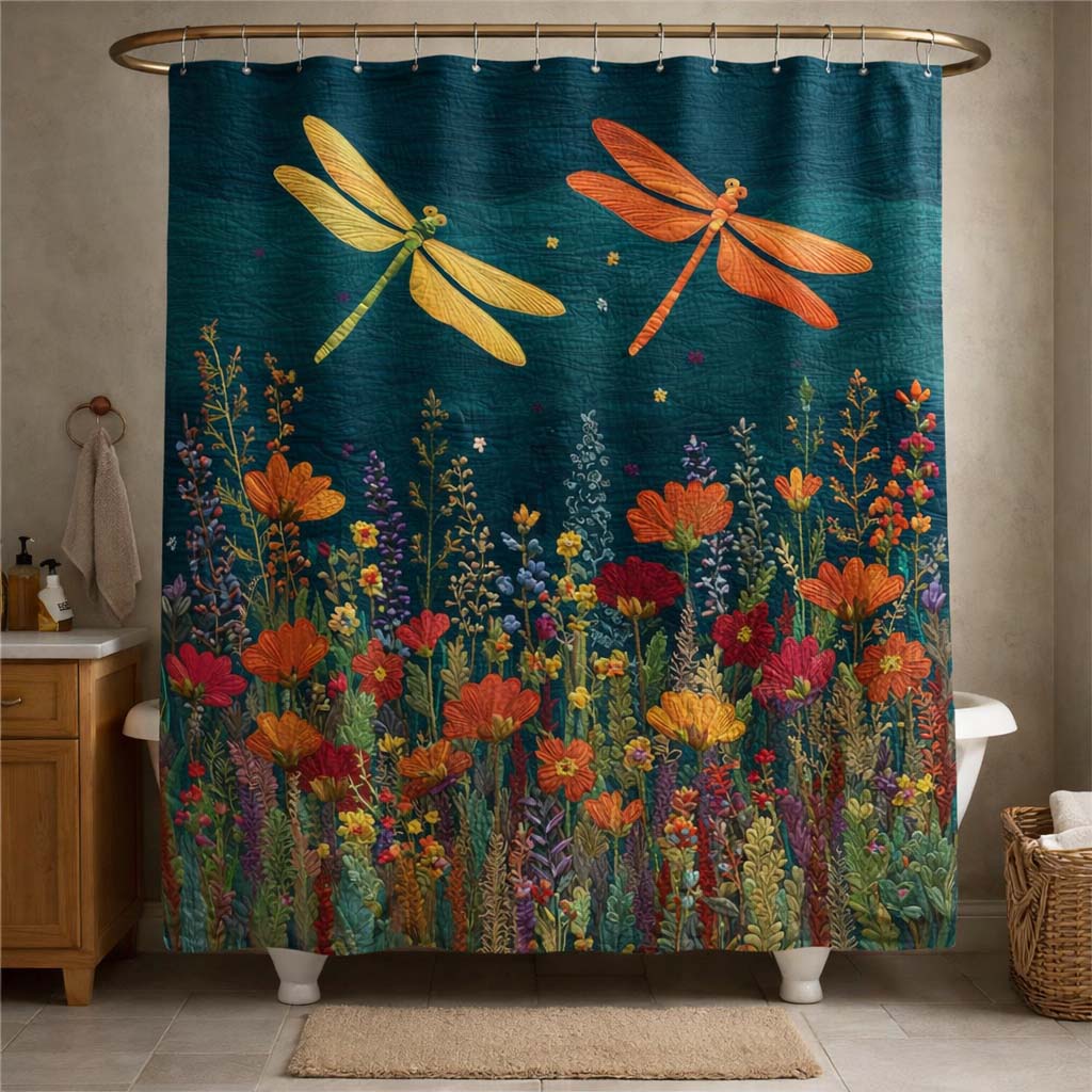 Twin Dragonflies Shower Curtain GFTOQM3558