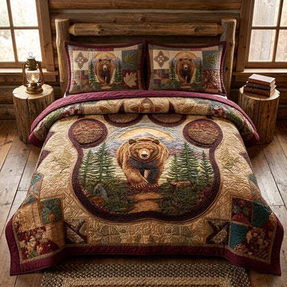 Walking Bear 3-Piece Quilted Bedding Set GFTOQM3575