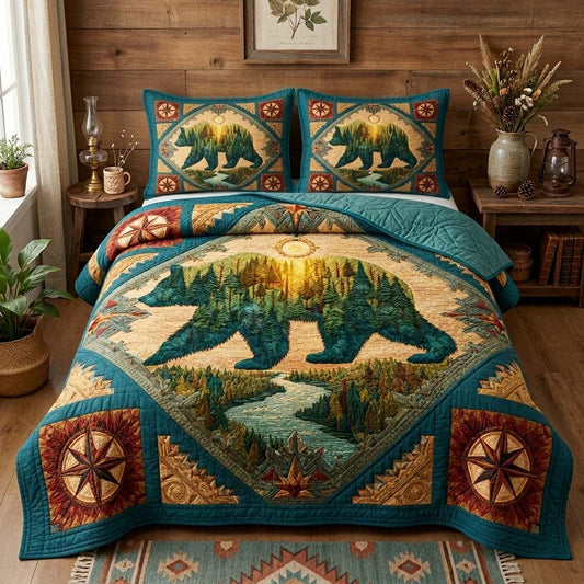 Sunrise Bear 3-Piece Quilted Bedding Set GFTOQM3577