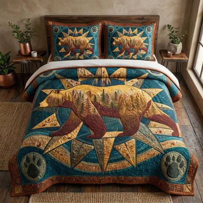 Compass Bear 3-Piece Quilted Bedding Set GFTOQM3580