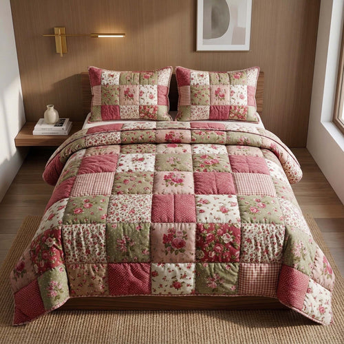 Cottage Patchwork 3-Piece Quilted Bedding Set GFTOQM3611