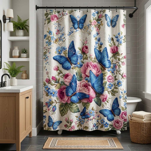 Rose Butterflies Shower Curtain GFTOQM3617