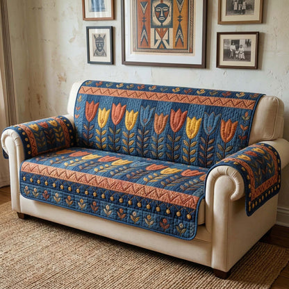 Tribal Tulips Quilted Sofa Cover GFTOQM3625