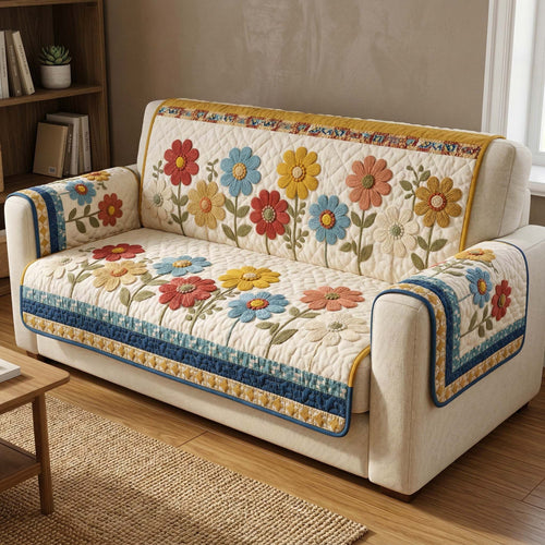 Daisy Garden Quilted Sofa Cover GFTOQM3626