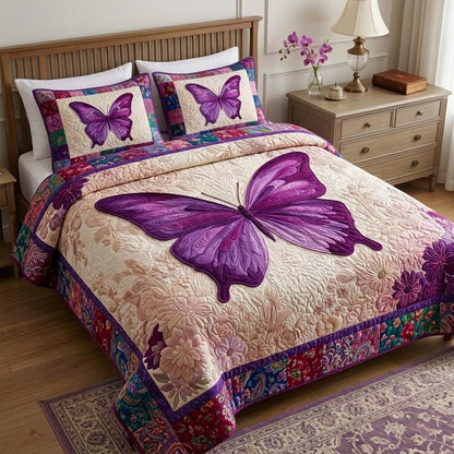 Violet Wings 3-Piece Quilted Bedding Set GFTOQM3650