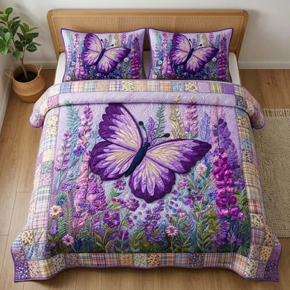 Garden Butterfly 3-Piece Quilted Bedding Set GFTOQM3651