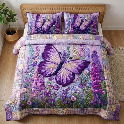 Garden Butterfly 3-Piece Quilted Bedding Set GFTOQM3651