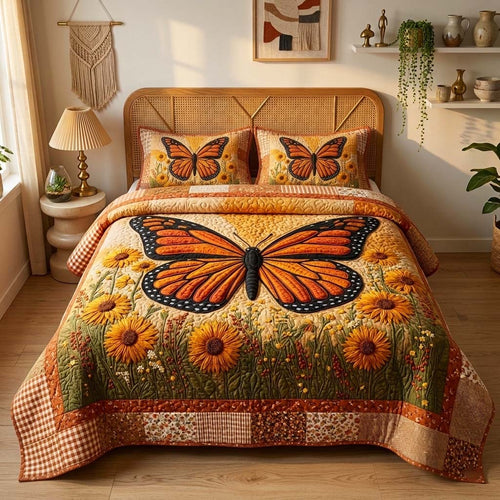 Monarch Bloom 3-Piece Quilted Bedding Set GFTOQM3652
