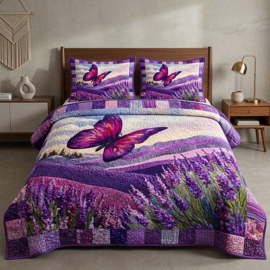 Lavender Flight 3-Piece Quilted Bedding Set GFTOQM3653