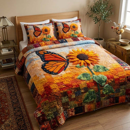 Sunflower Monarch 3-Piece Quilted Bedding Set GFTOQM3654
