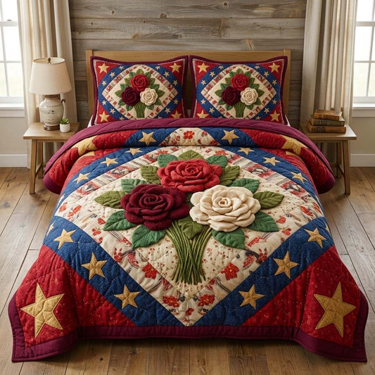 Heritage Bouquet 3-Piece Quilted Bedding Set GFTOQM3658