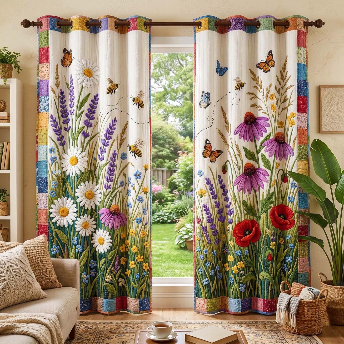 Meadow Bloom Quilted Curtains GFTOQM3661