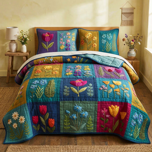 Garden Quilt 3-Piece Quilted Bedding Set GFTOQM3701