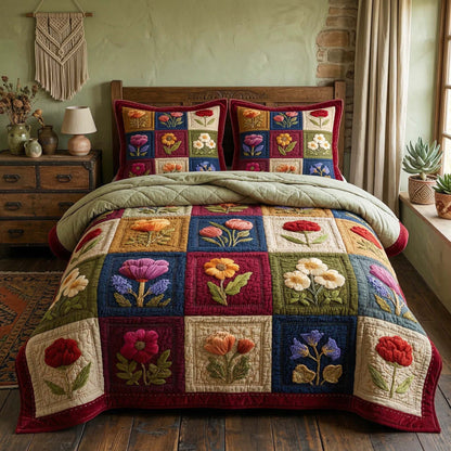 Vintage Blooms 3-Piece Quilted Bedding Set GFTOQM3702