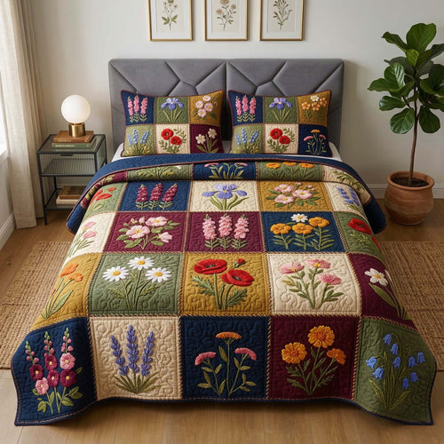 Wildflower Quilt 3-Piece Quilted Bedding Set GFTOQM3703